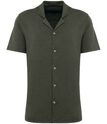 Spasso Jersey Short Sleeve Bowling Collar Shirt